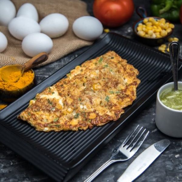 Corn Capsicum Chilli & Cheese Omlet