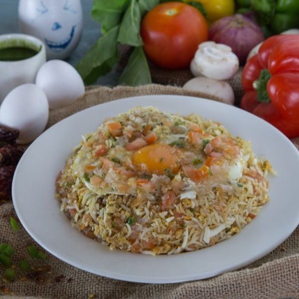 Rice Bhurji With Masala Half Fry